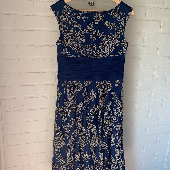 Coldwater Creek dress tulle bead‎ & sequins detail lined size 8 blue & gold - Picture 7 of 7